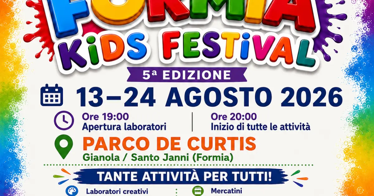 Formia Kids Festival 2026 al Parco De Curtis dal 13 al 24 agosto