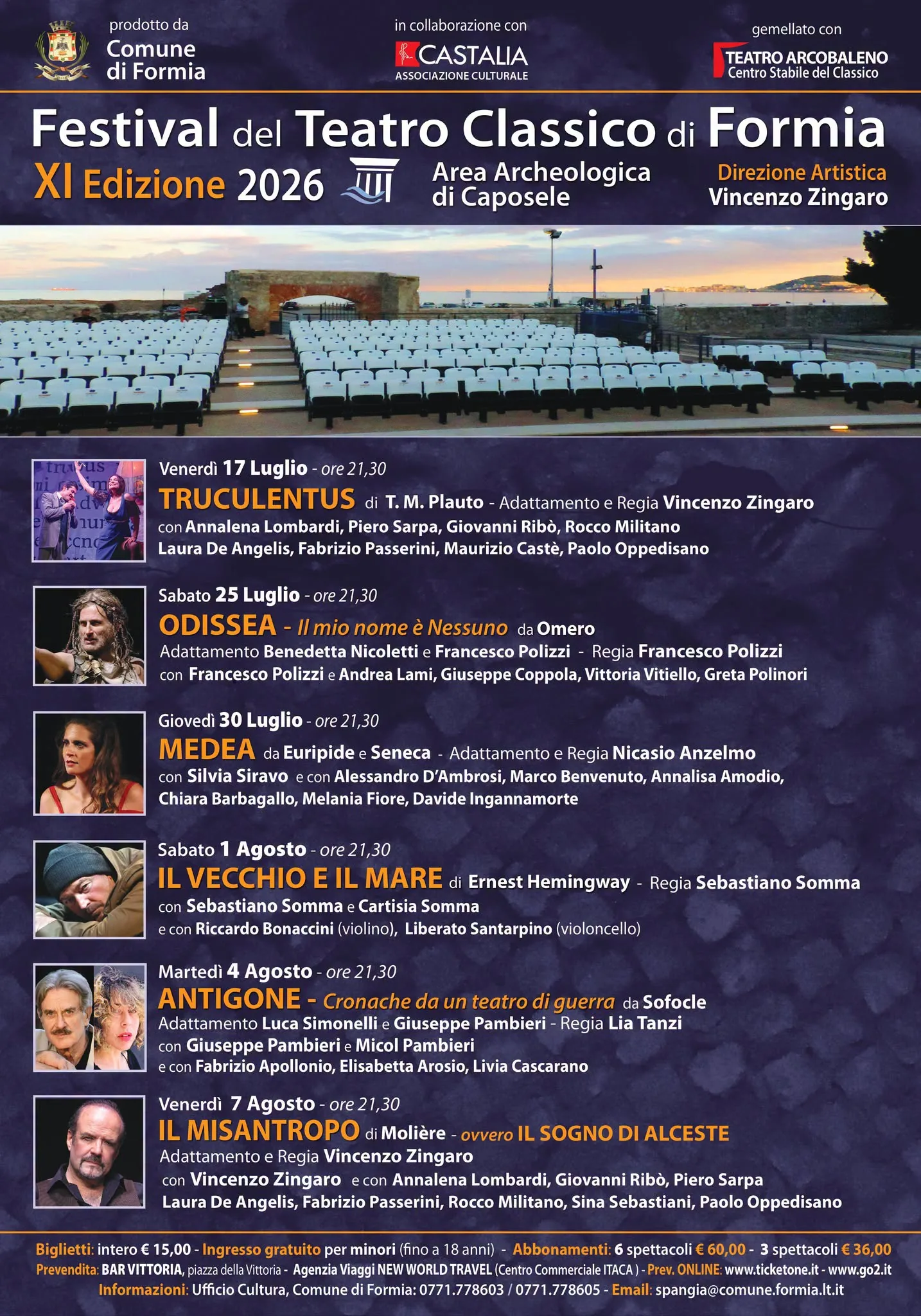Locandina ufficiale della XI edizione del Festival del Teatro Classico di Formia 2026 all'Area Archeologica di Caposele