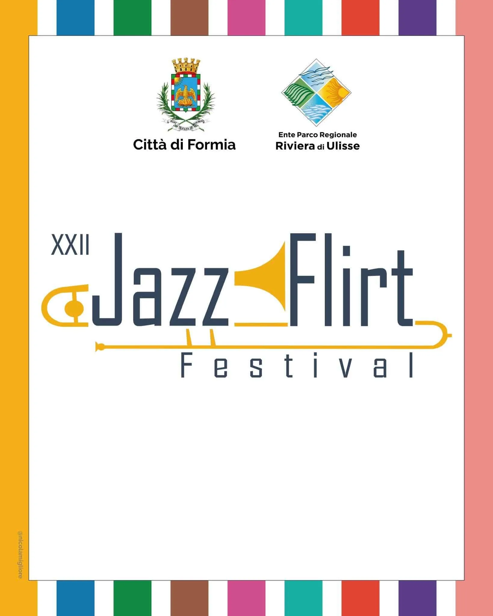 Locandina verticale ufficiale del Jazzflirt Festival Formia 2026 con date e sedi dei concerti